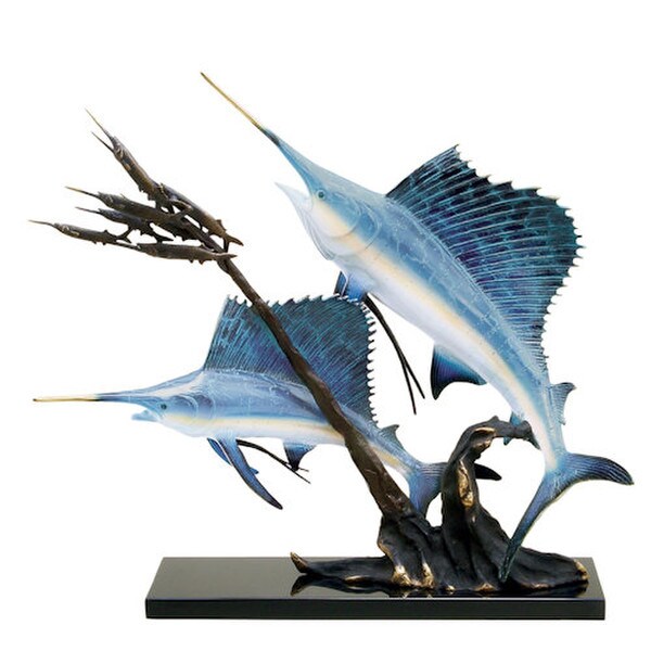 Sailfish Going After Ballyhoo Sculpture Gallery Statues Brass High Quality